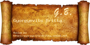 Gyorgyevits Britta névjegykártya